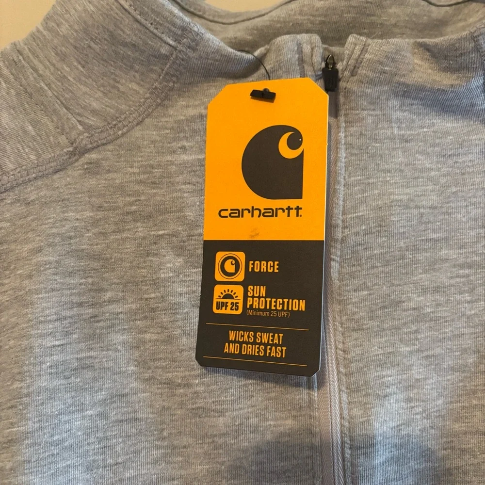 NWT Carhartt Heather Gray Quarter-Zip Mock Neck Pullover - Picture 3 of 5